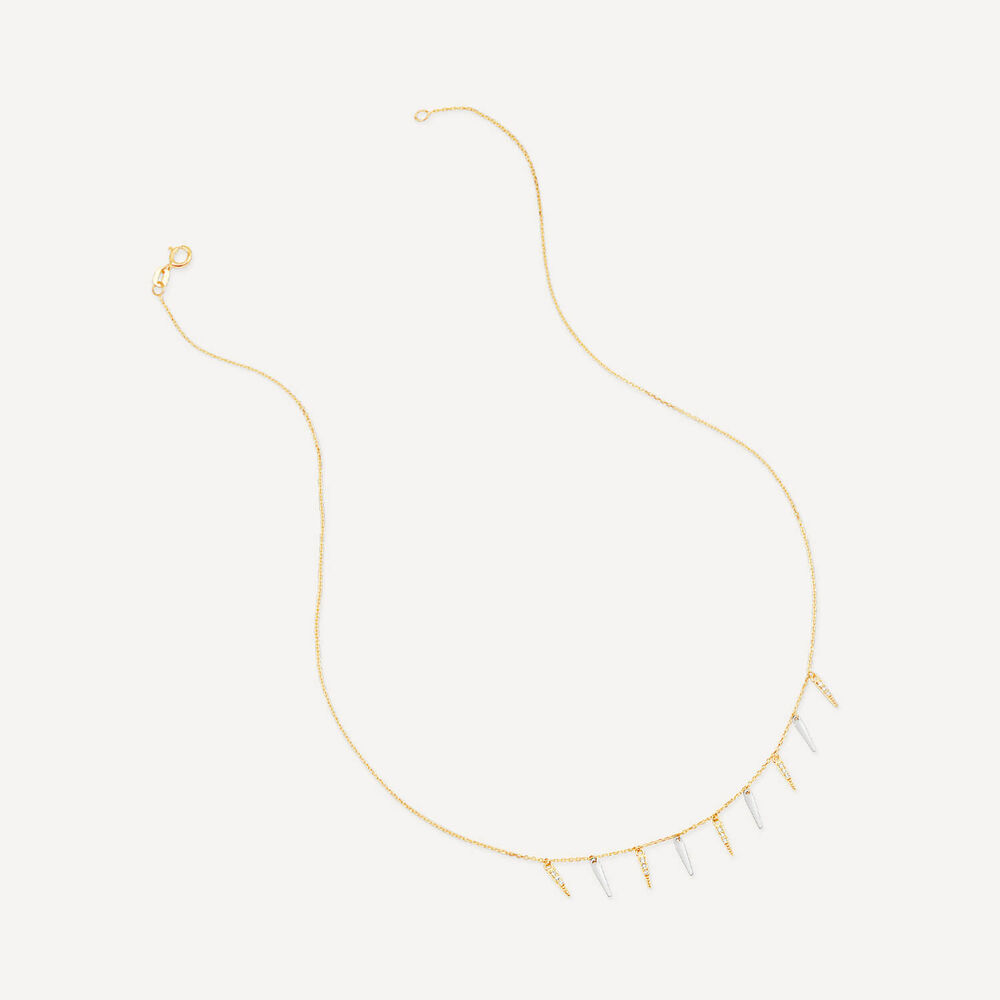 9ct Yellow & White Gold Cubic Zirconia Set Droplet Necklet image number 2