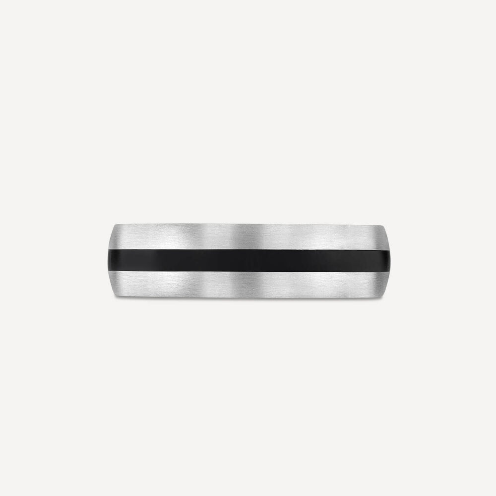 Titanium Black Centre Stripe Mens Band Ring image number 1