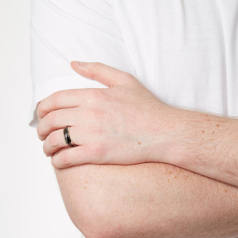 Gents Sterling Silver Oxidised Twist Band image number 5