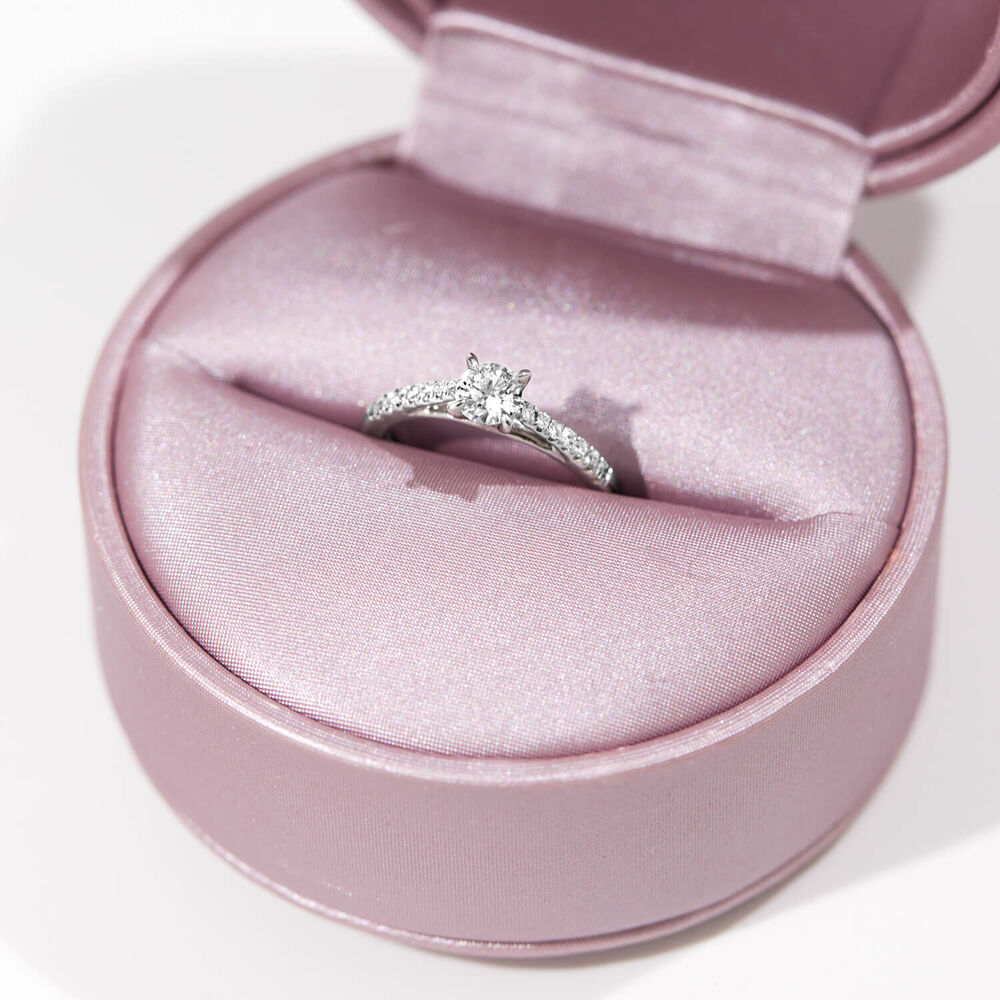 Platinum 0.54ct Amia Diamond Solitaire & Shoulders Ring image number 2
