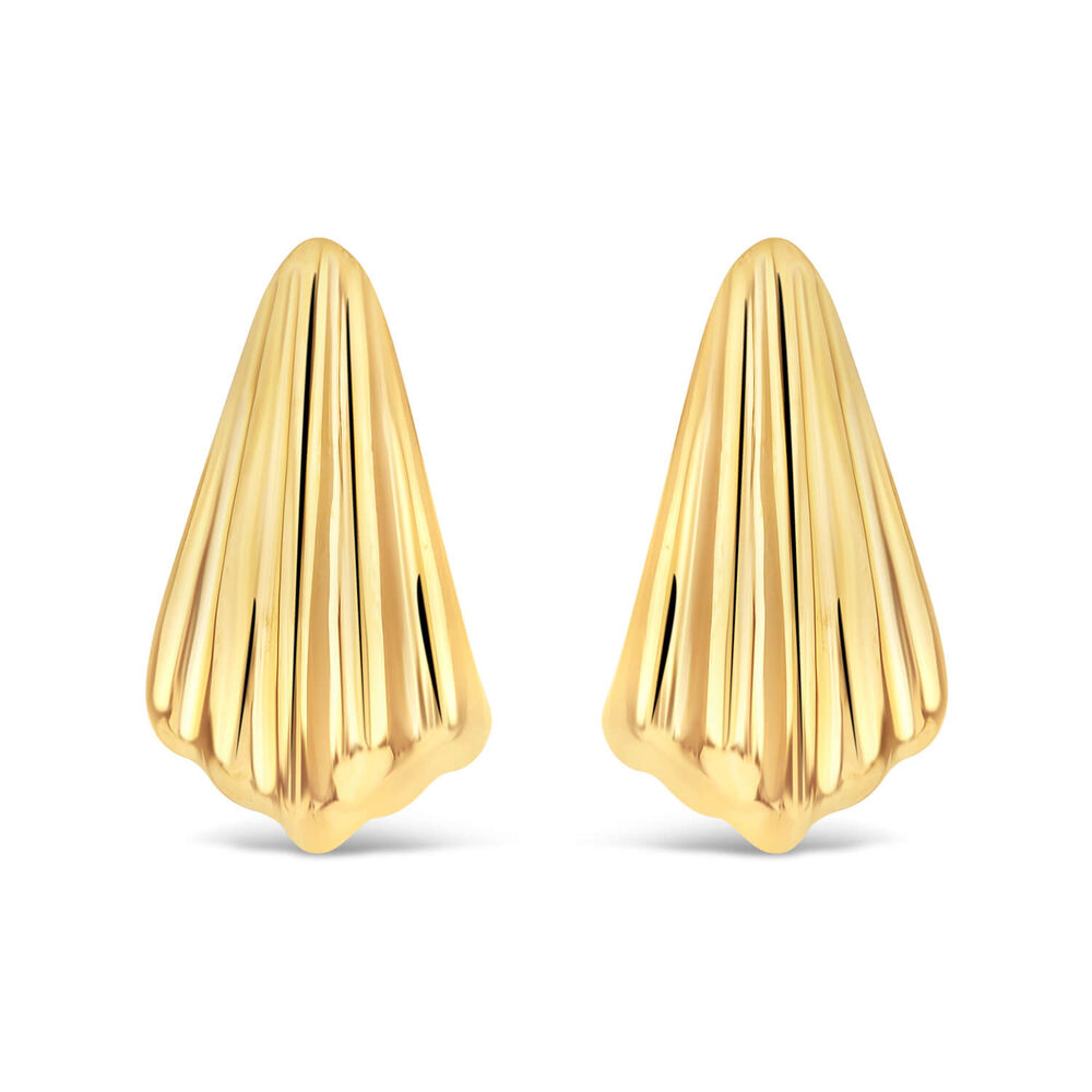 Yellow Gold Plated Sterling Silver Chunky Shell Stud Earrings