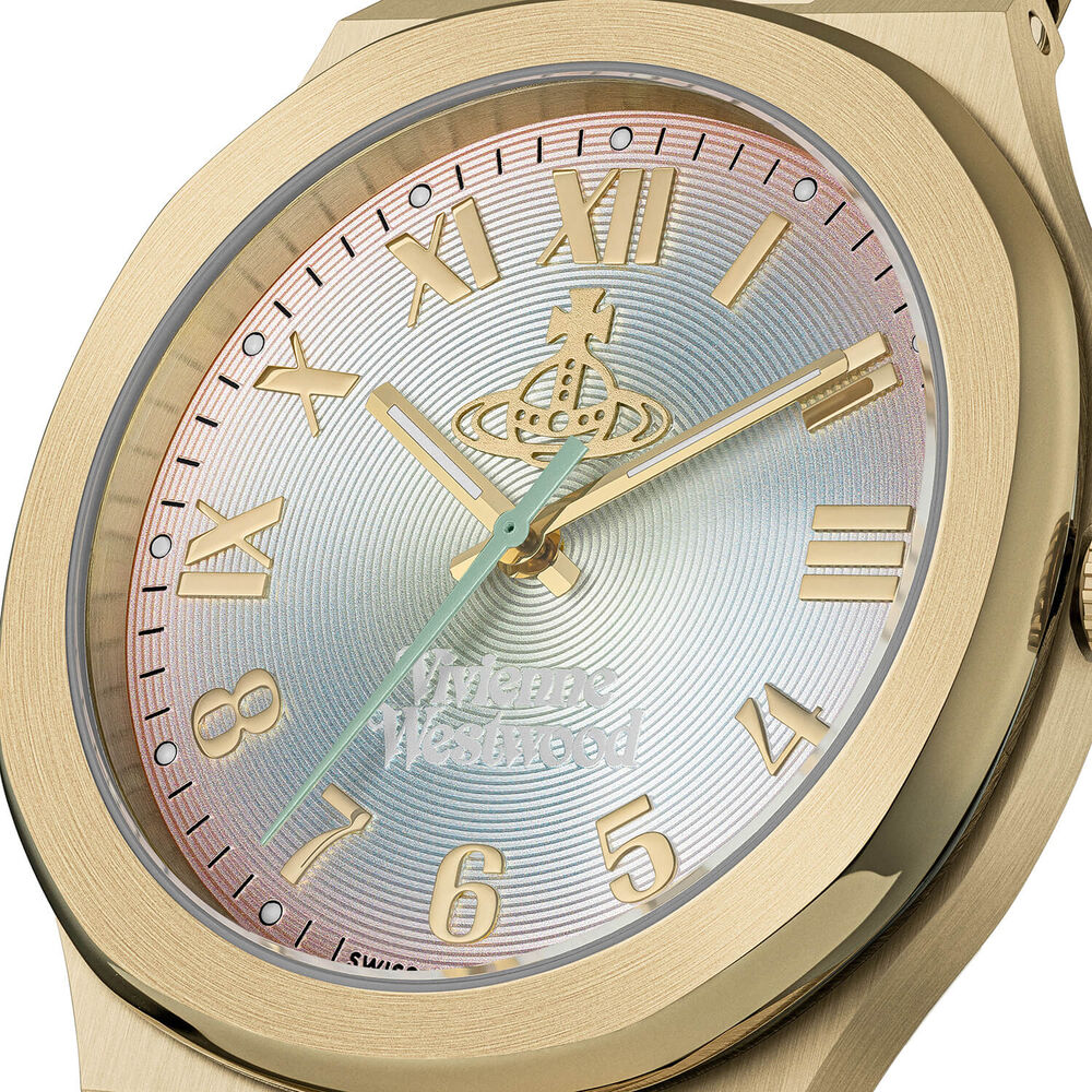 Vivienne Westwood Merton 38mm Multi Coloured Dial Gold Steel Bracelet Watch image number 2