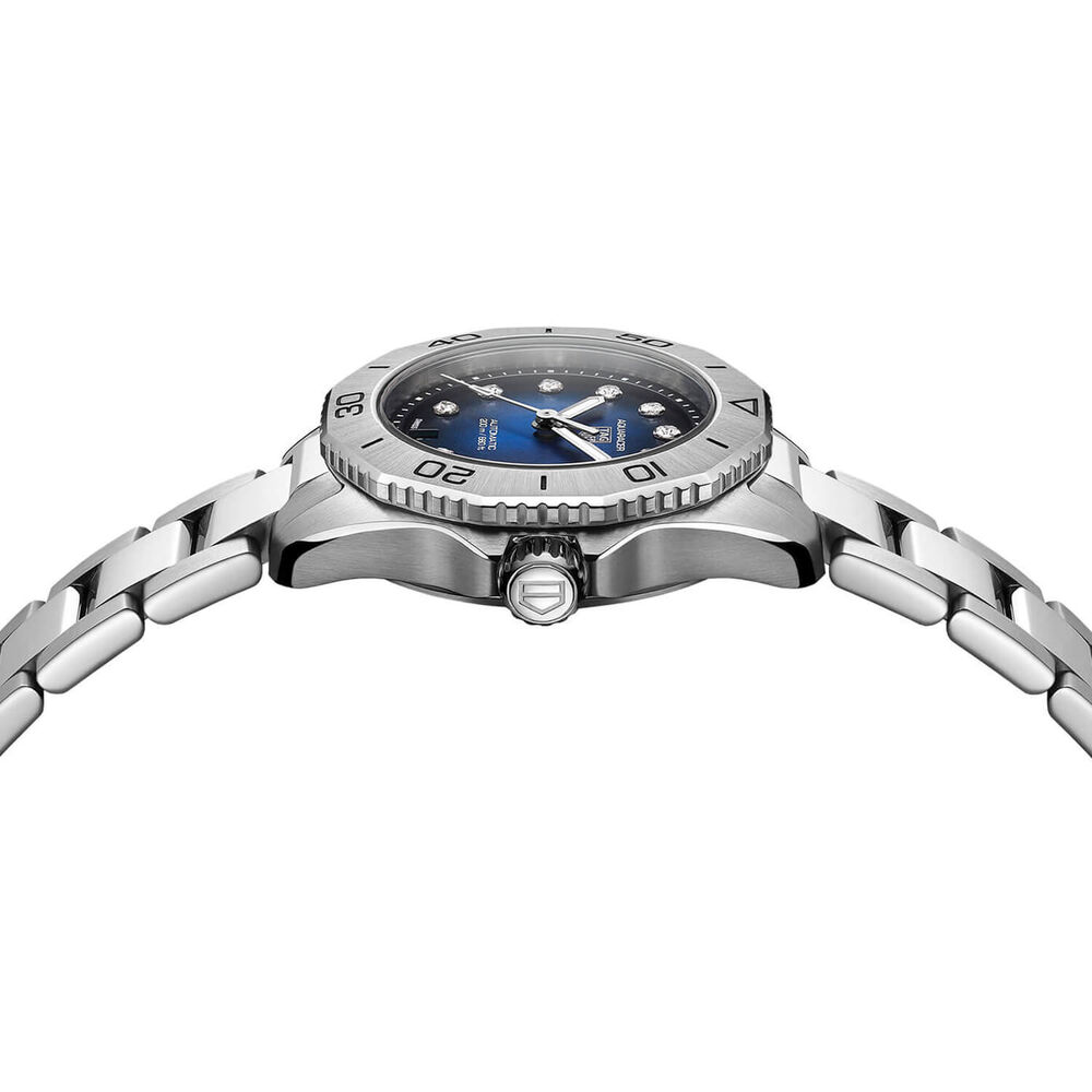 TAG Heuer Aquaracer Professional 200 Automatic 30mm Blue Diamond Dot Smokey Dial Bracelet Watch image number 3