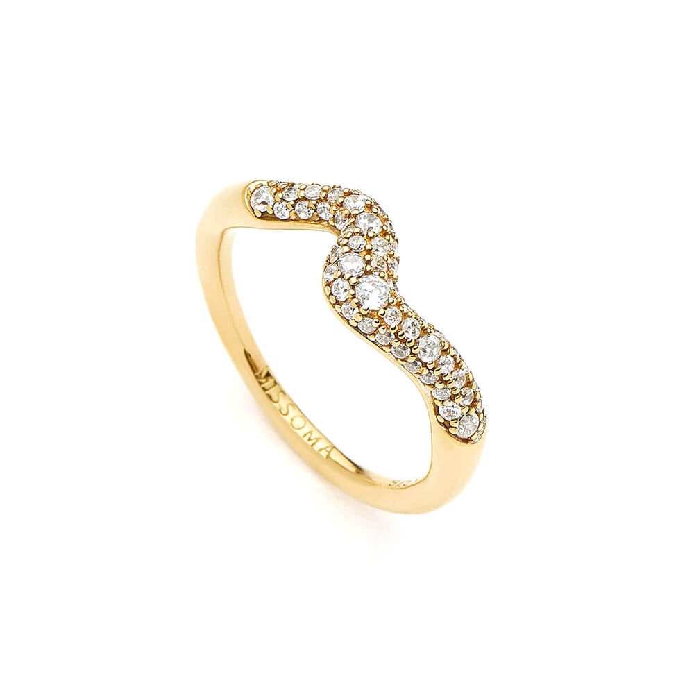 Missoma 18ct Gold Vermeil Sterling Silver Cubic Zirconia Molten Snow Stacking Ring (UK Size N)