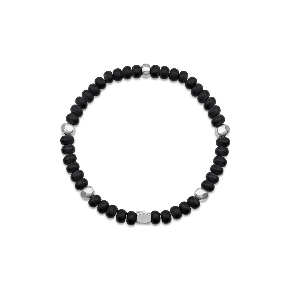 Men's Black & Steel Bead Bracelet