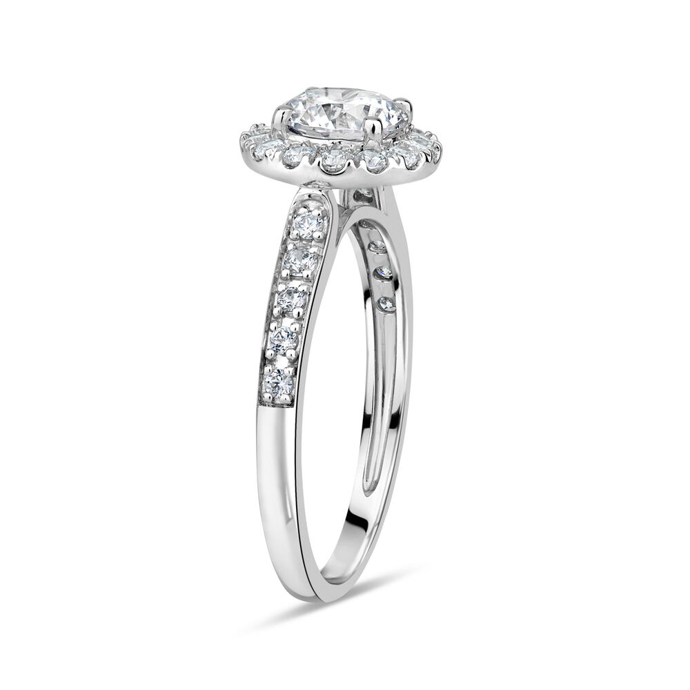 9ct White Gold Cubic Zirconia Halo and Side Stones Ring image number 3