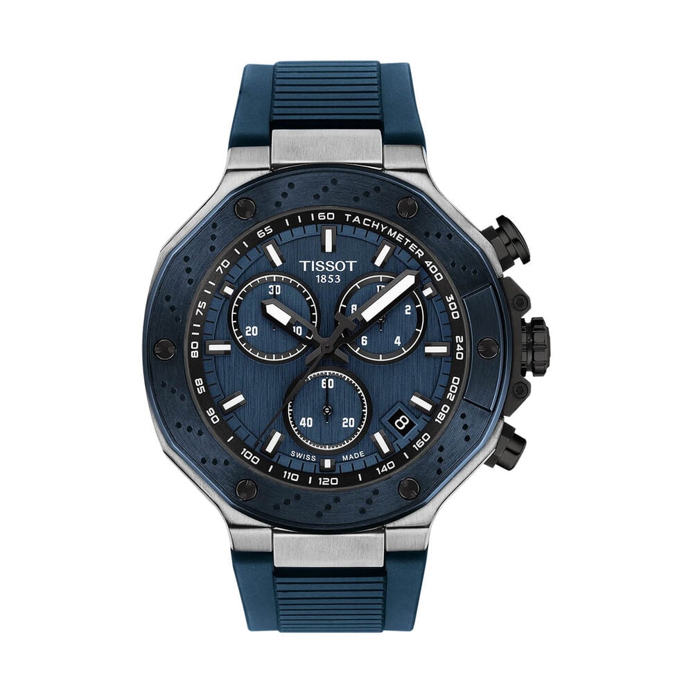 Tissot T-Race Chronograph 45mm Blue Dial Rubber Strap Watch