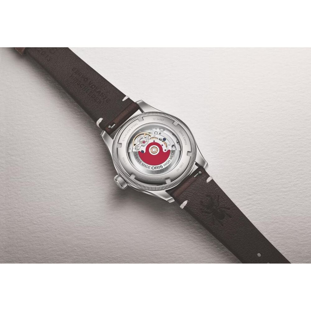 Oris x Cervo Volante Big Crown 40mm Burgundy Dial Brown Leather Strap Watch