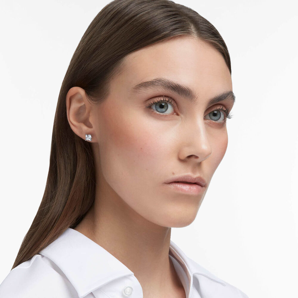 Swarovski Stilla Cubic Zirconia Rhodium Plated Stud Earrings