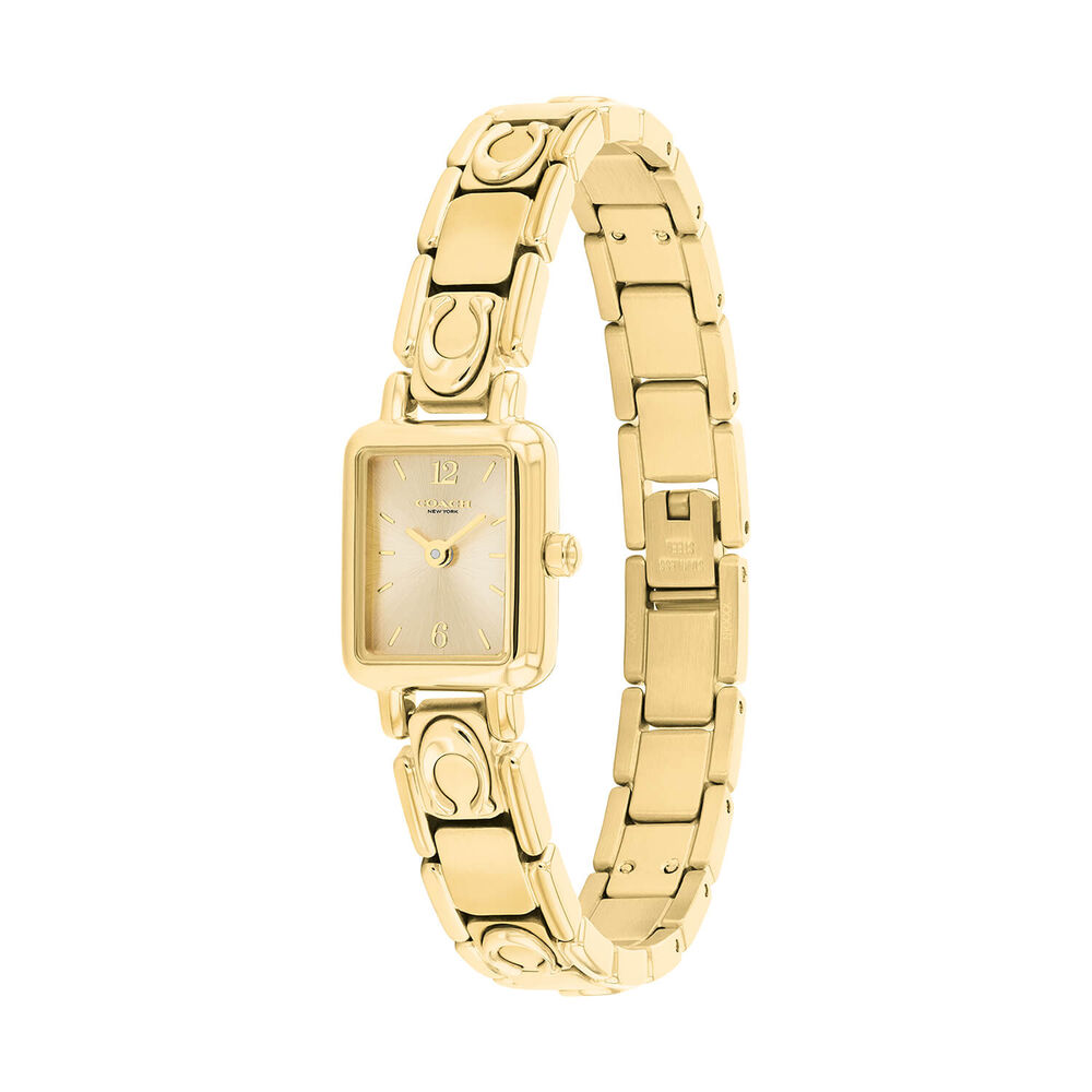 Coach Mara 15.5x19mm Gold Dial Gold Tone Steel Bracelet Watch