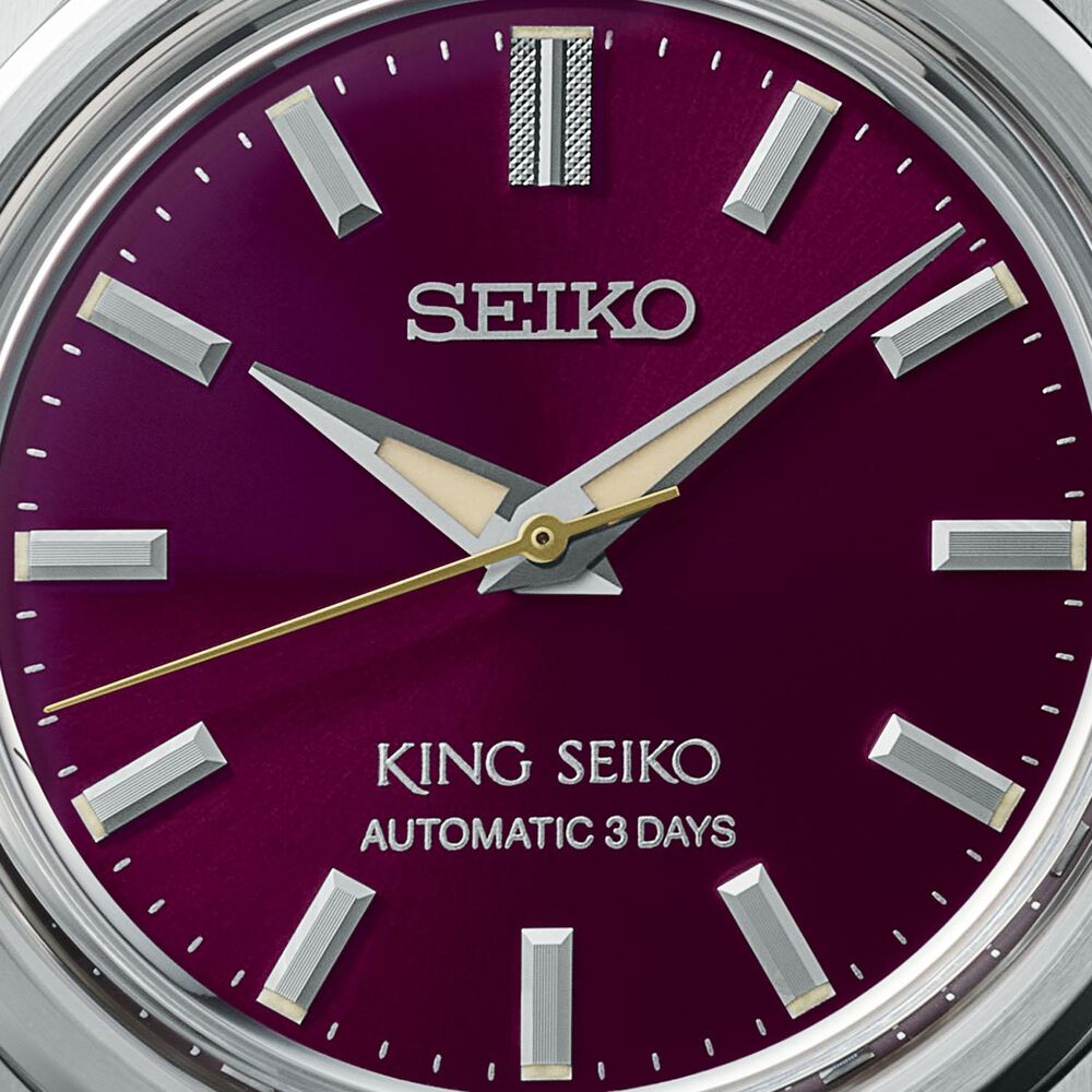 King Seiko KSK 6R Preppy Burgundy 36.1mm Dial Stainless Steel Bracelet Watch image number 9