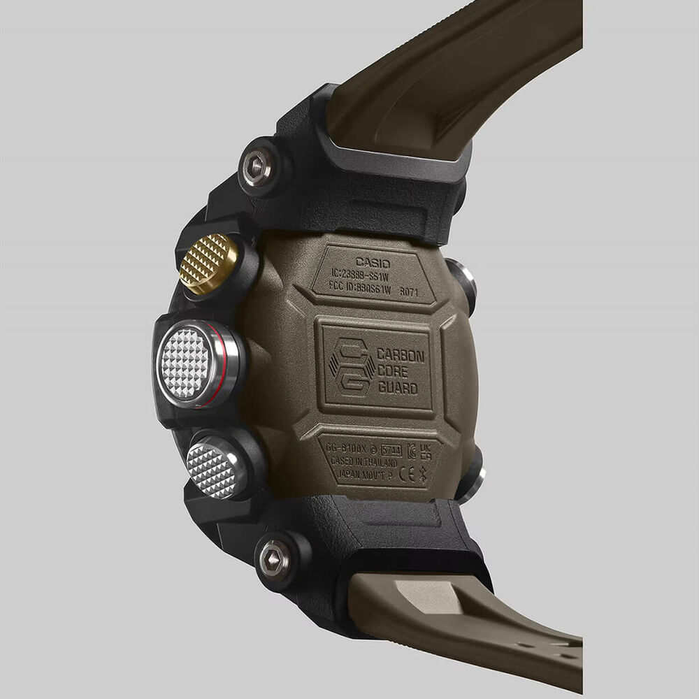 G-SHOCK Master of G Mudmaster 55.4mm Carbon Fibre Bezel & Olive Green Resin Strap Watch