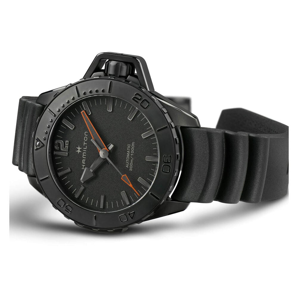 Hamilton Khaki Navy Frogman 46mm Black Dial PVD Case Rubber Strap Watch image number 2