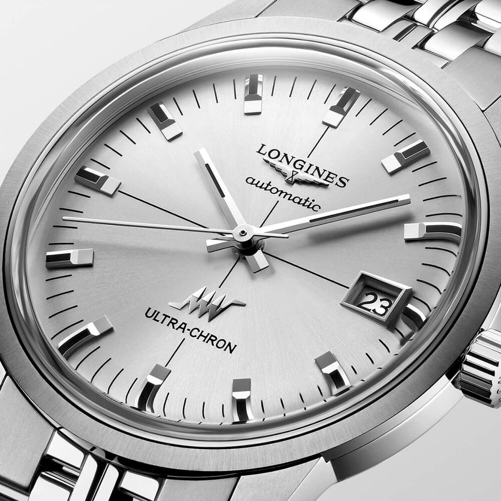 Longines Heritage Ultra-Chron Classic 37mm Silver Dial Steel Bracelet Watch