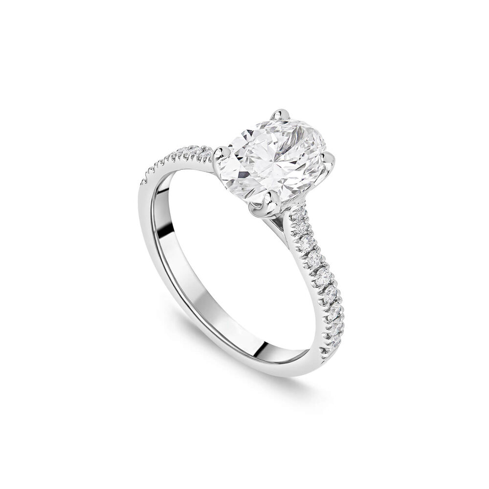 Born Platinum Lab Grown 1.20ct Oval & Diamond Sides Ring image number 0