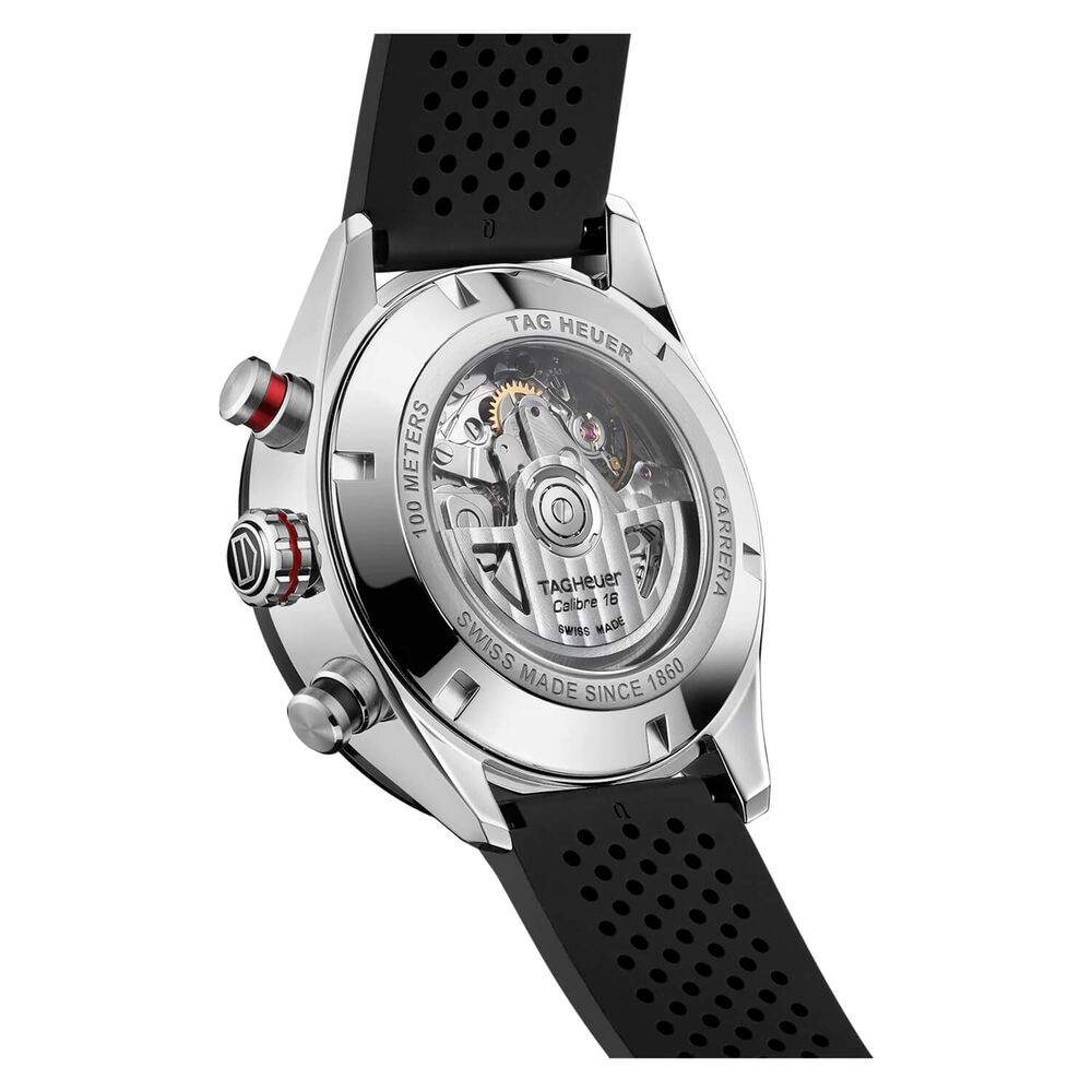 TAG Heuer Carerra Chronograph 44mm Black Dial Rubber Strap Watch image number 1