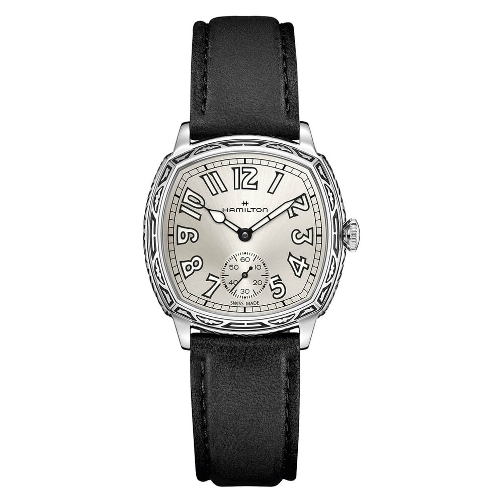 Hamilton American Classic 34mm Silver Dial Black Leather Strap Watch