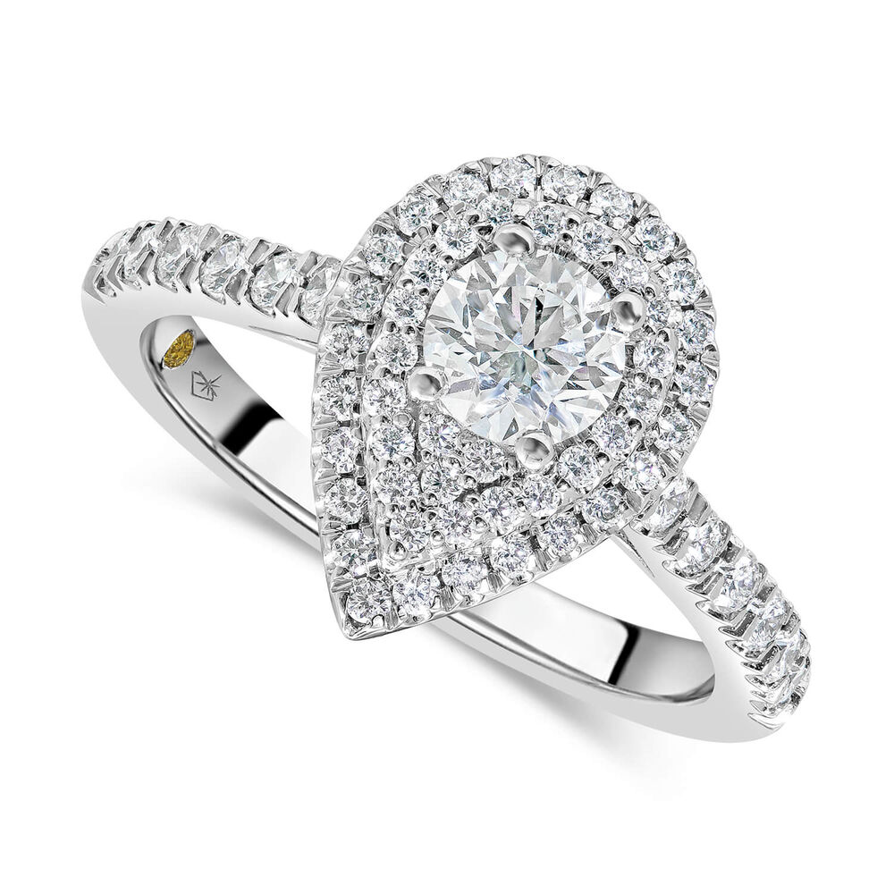 Northern Star 18ct White Gold 1.00ct Diamond Pear Double Halo & Shoulders Ring image number 0