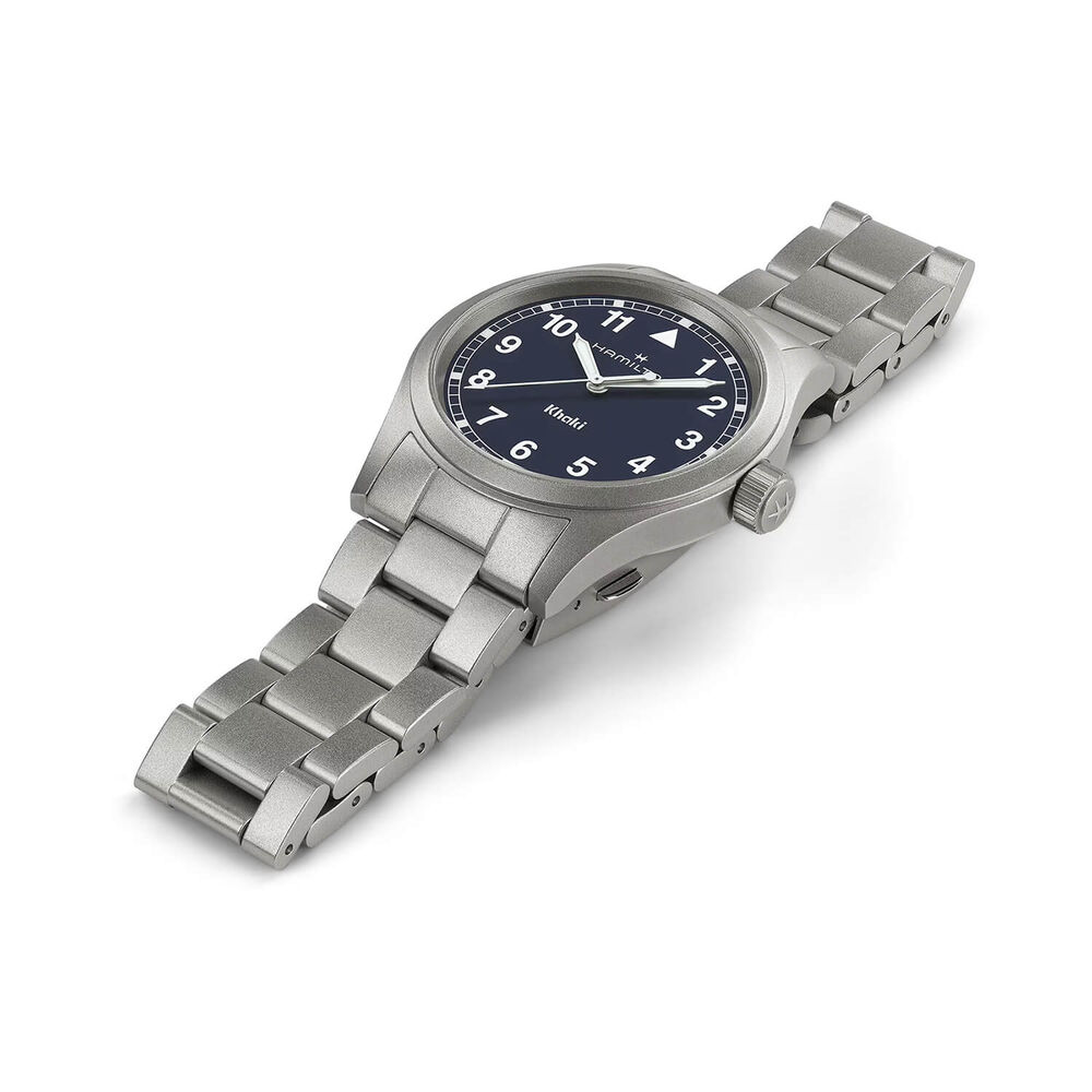 Hamilton Khaki Fields Quartz 38mm Blue Dial Steel Bracelet Watch image number 2