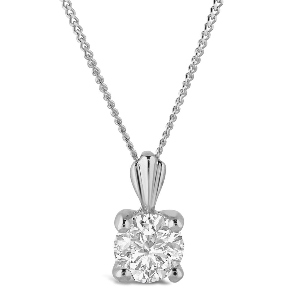 9ct White Gold 6.5mm Four Claw Cubic Zirconia Set Pendant (Chain Included) image number 0