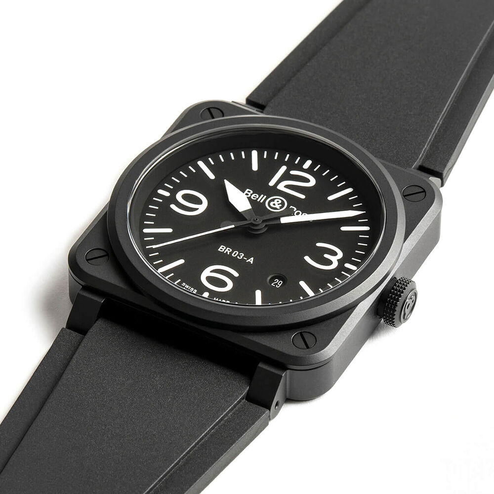 Bell & Ross BR 03 Automatic 41mm Black Matte Ceramic Case Rubber Strap Watch image number 2