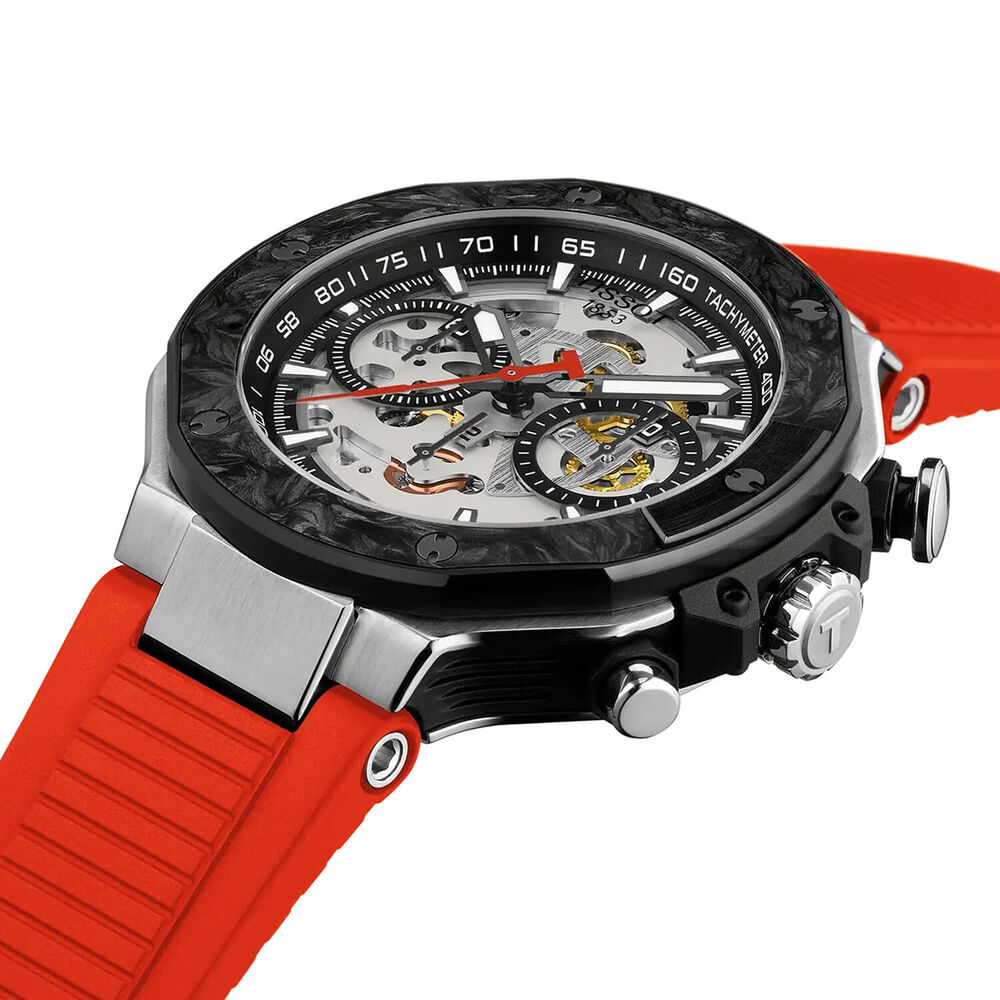 Tissot T-Race MotoGP 45mm Skeleton Dial Red Rubber Strap Chronograph Watch