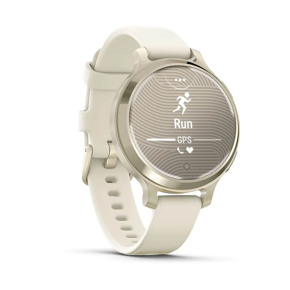 Garmin Lily® 2 Active Lunar Gold Bezel Bone Silicone Strap Watch image number 2