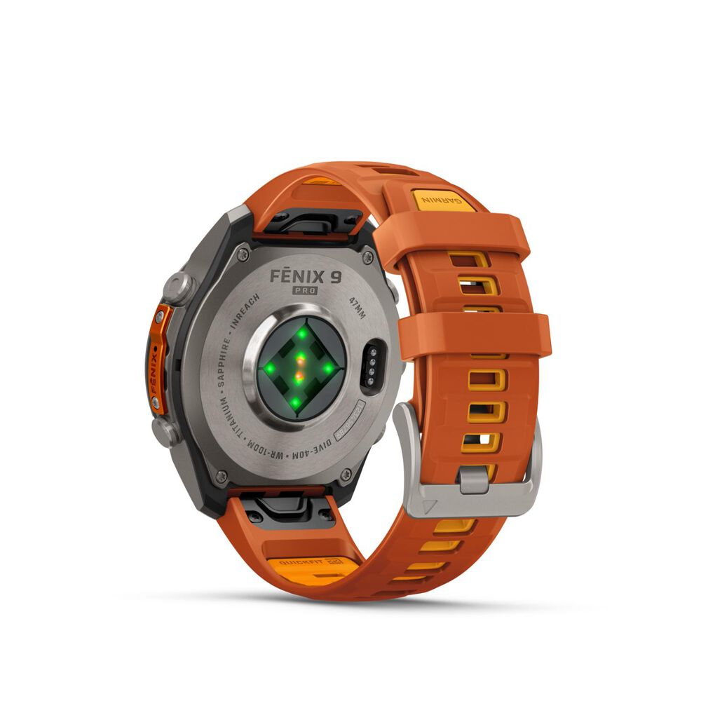 Garmin fenix 9 Pro 47mm Titanium Autumn Orange/Spark Orange Silicone Strap Watch