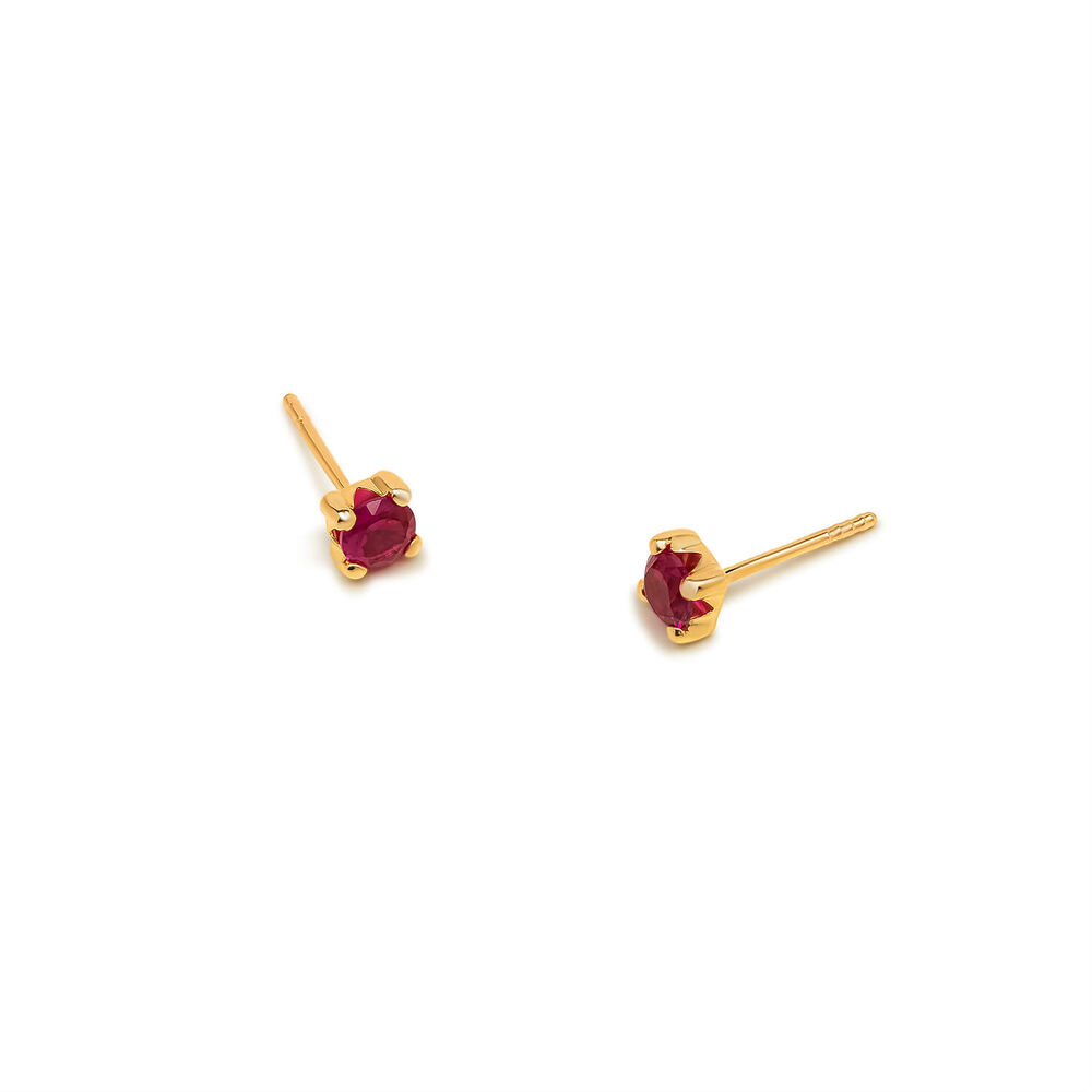 9ct Yellow Gold Four Claw Set Pink Cubic Zirconia Stud Earrings image number 1