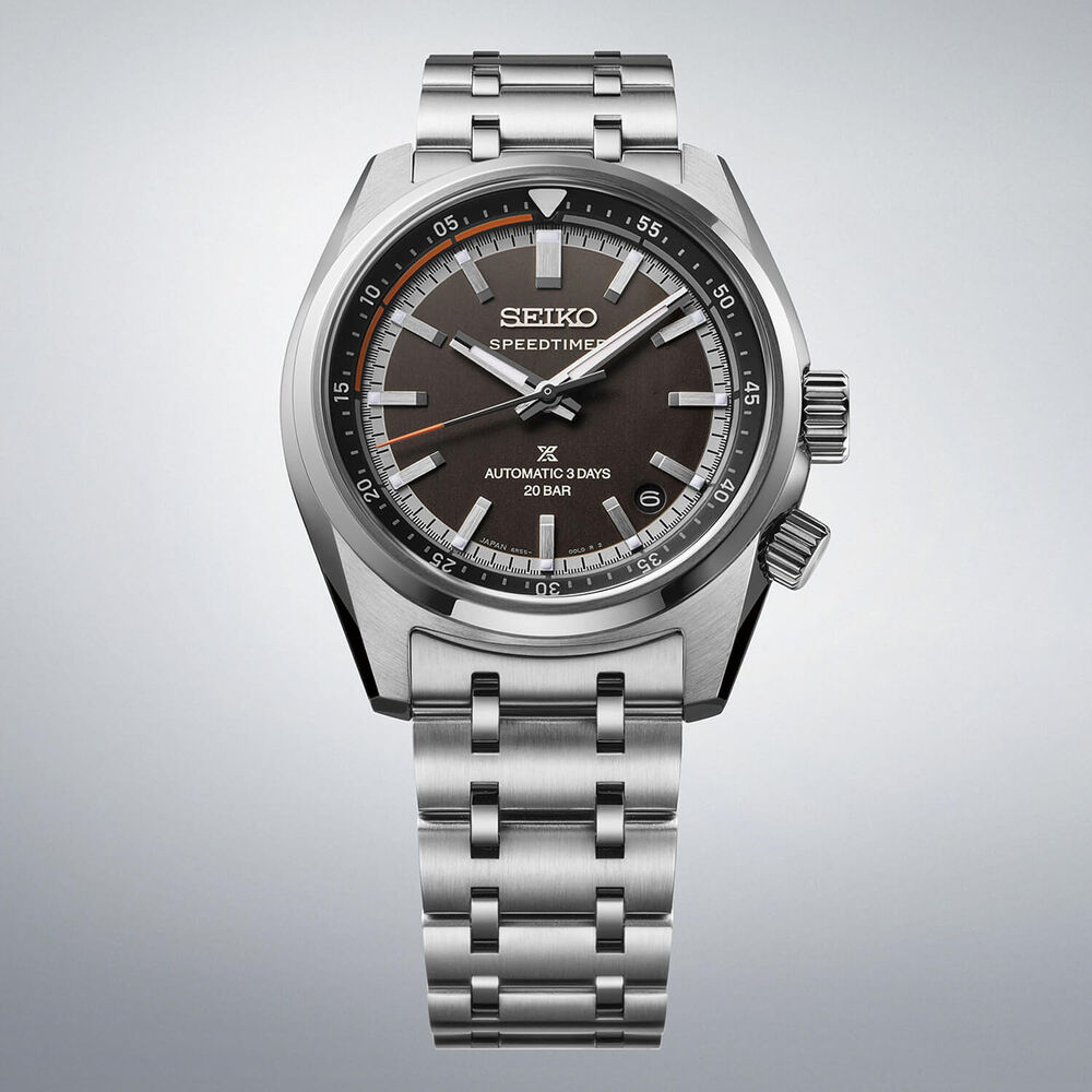Seiko Speedtimer 6R ‘Compact Countdown’ Black-Grey Contrast 39.5mm Dial Steel Bracelet Watch image number 3