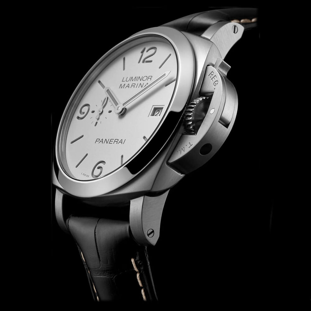Panerai Luminor Marina 44mm White Dial Black Leather Strap Watch