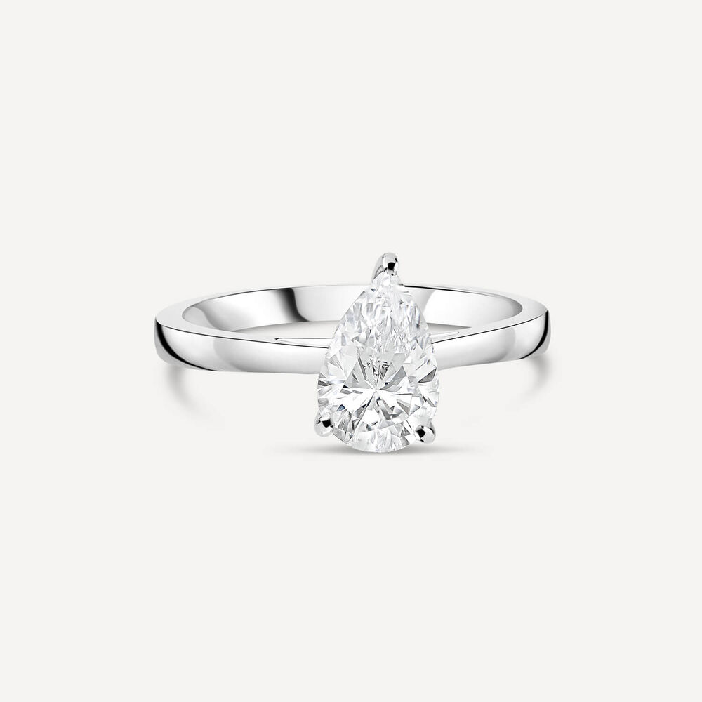 18ct White Gold Lab Grown 1ct Pear Shaped Diamond Engagement Ring image number 2