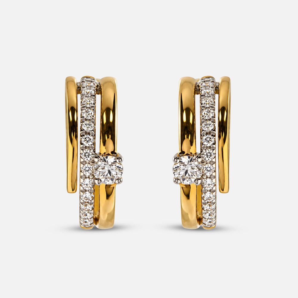 Yellow Gold Plated Vermeil Sterling Silver 0.32ct Lab Grown Three Bar Half Hoop Earrings