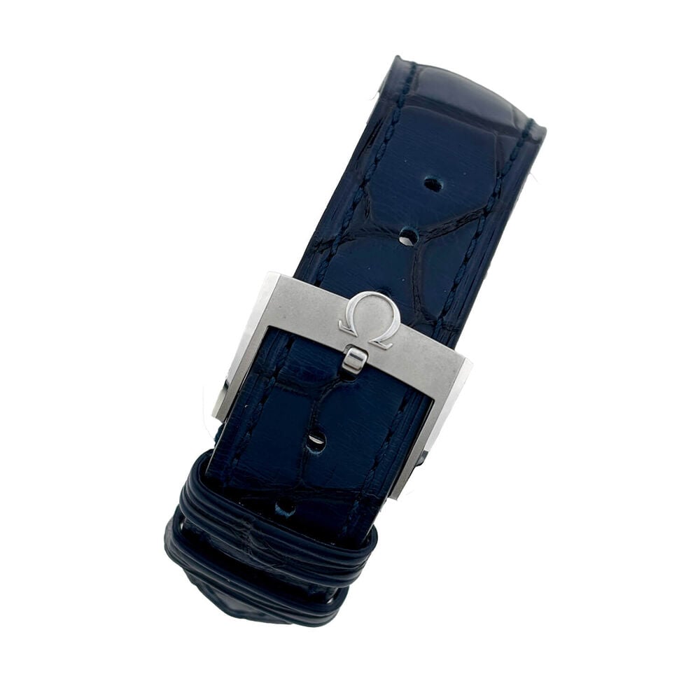 Pre-Owned Omega Speedmaster Chronoscope 43mm Silver Dial Blue Strap Watch image number 3