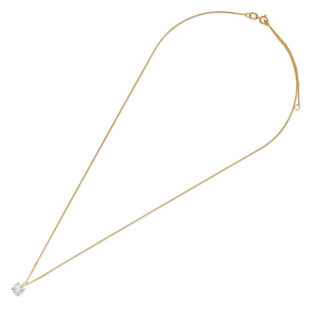 9ct Gold 5mm Four Claw Cubic Zirconia Set Pendant (Chain Included) image number 6