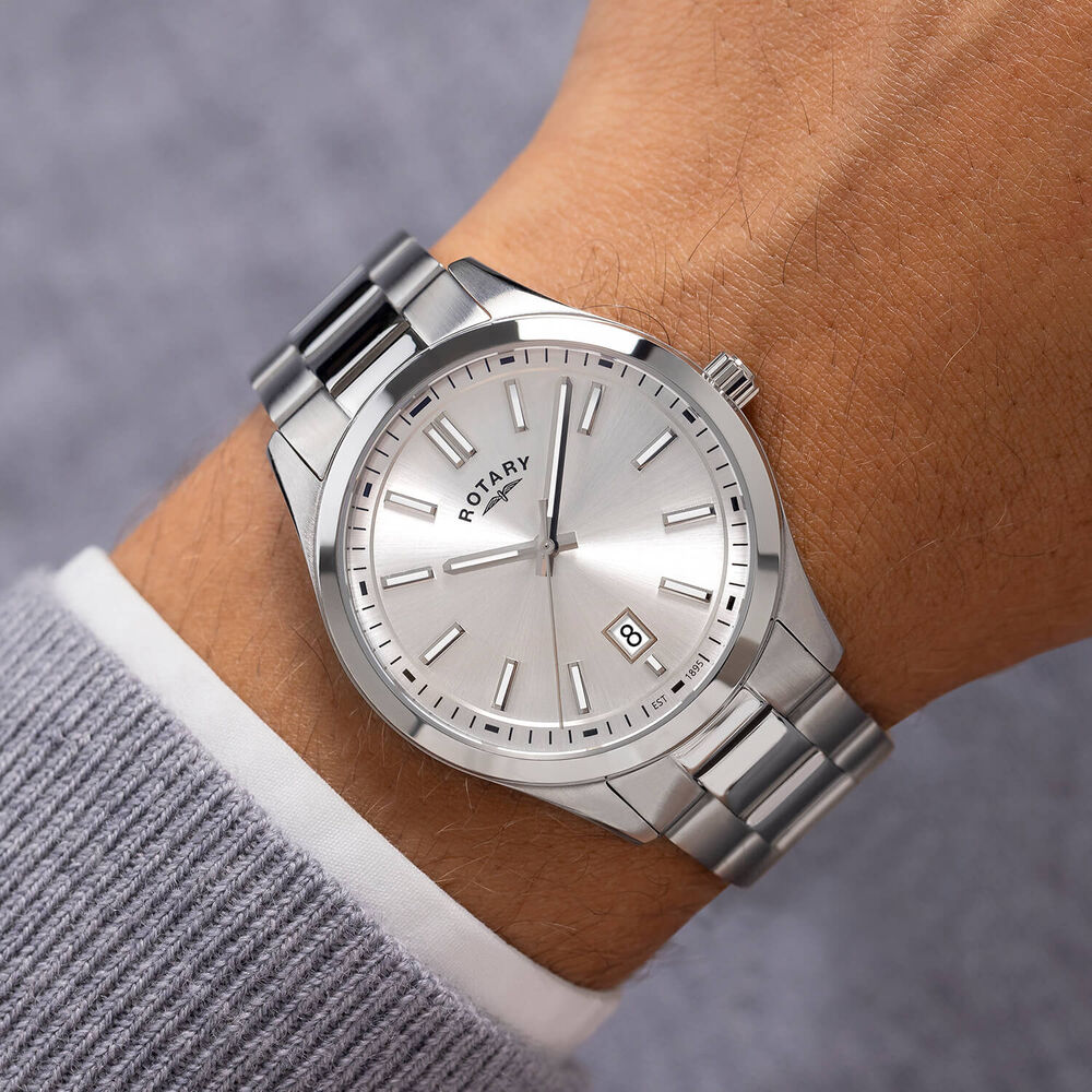 Rotary Heritage 40mm Silver Dial Stainless Steel Bracelet Watch