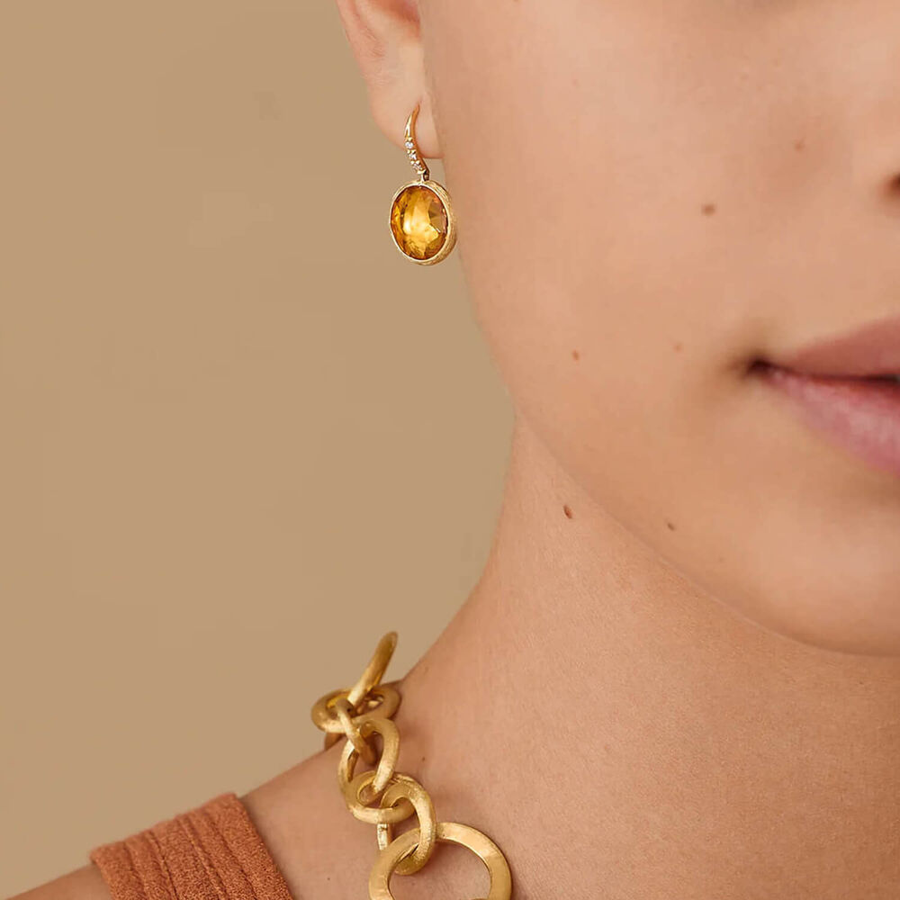Marco Bicego Jaipur 18ct Yellow Gold Citrine Quartz Drop Earrings image number 2