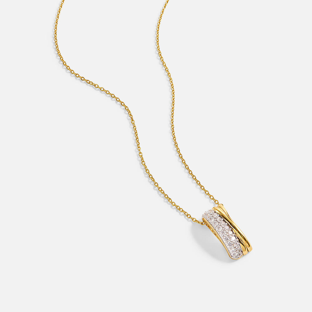 Yellow Gold Plated Vermeil Cubic Zirconia Bar Pendant