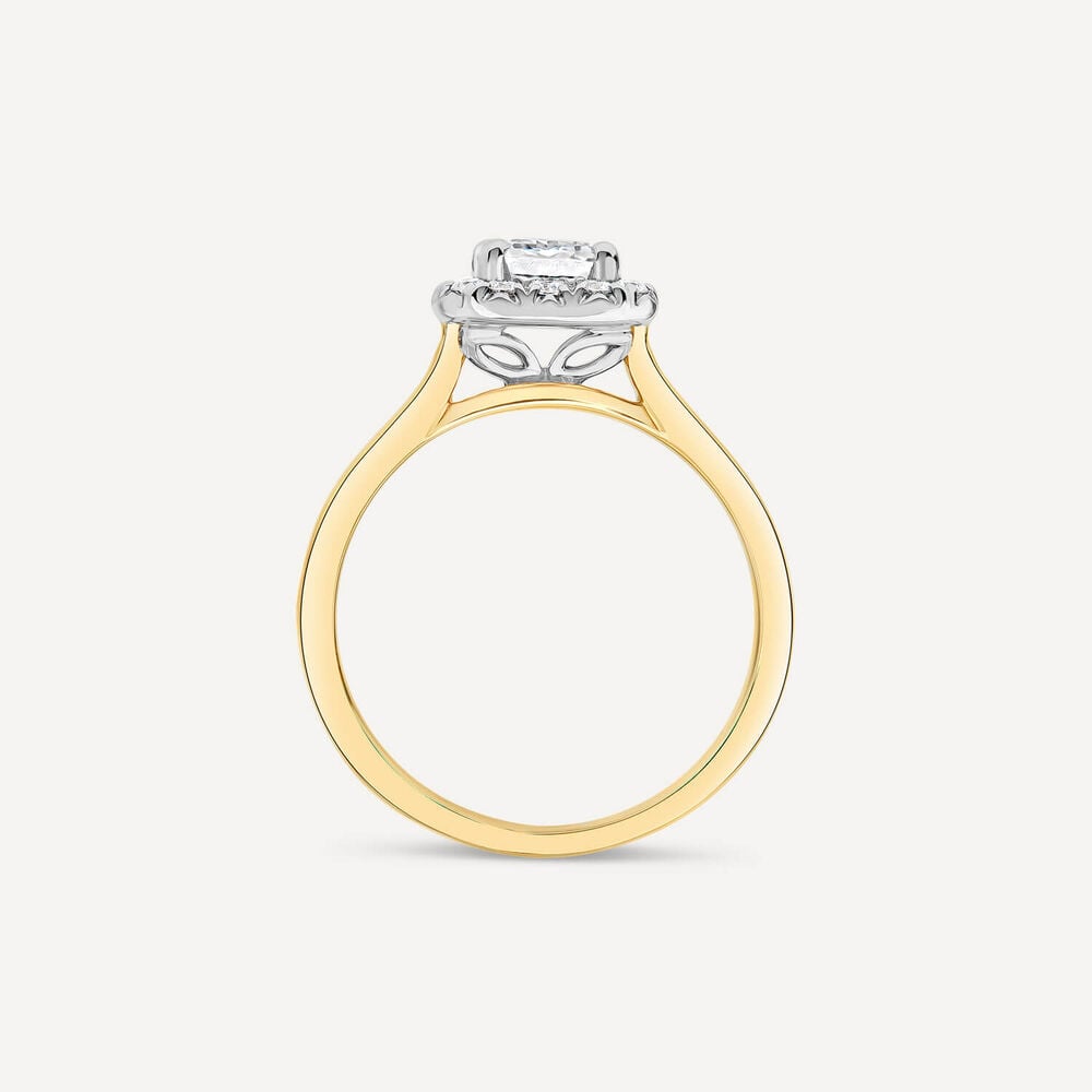 Born 18ct Yellow Gold 1.20ct Lab Grown Emerald Cut Halo Diamond Ring