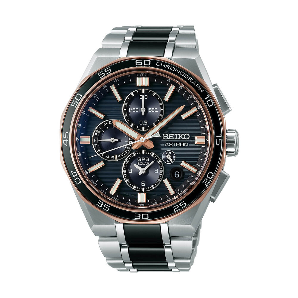 Seiko Astron GPS Solar Dual-Time Chronograph Limited Edition 44mm Dial Titanium Bracelet Watch image number 0