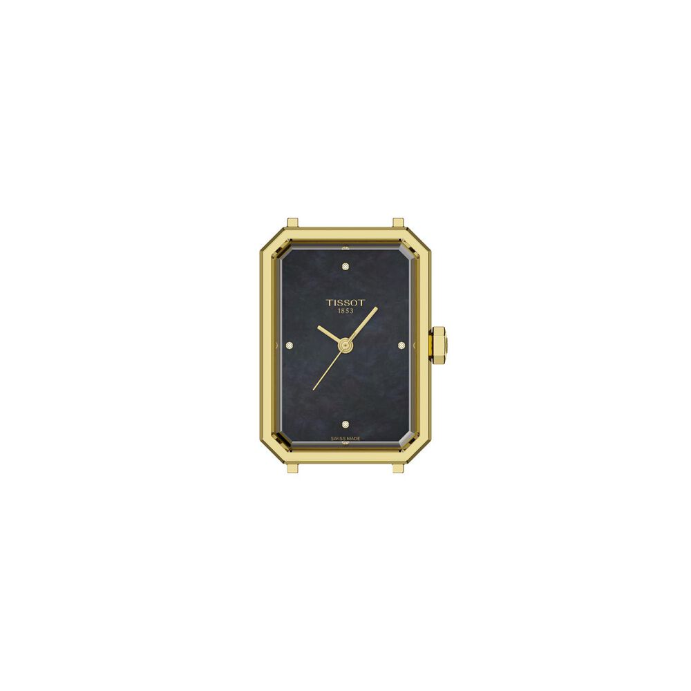 Tissot SRV 21.8mm Black Mother of Pearl Dial Diamond Dots Leather Strap Watch image number 2
