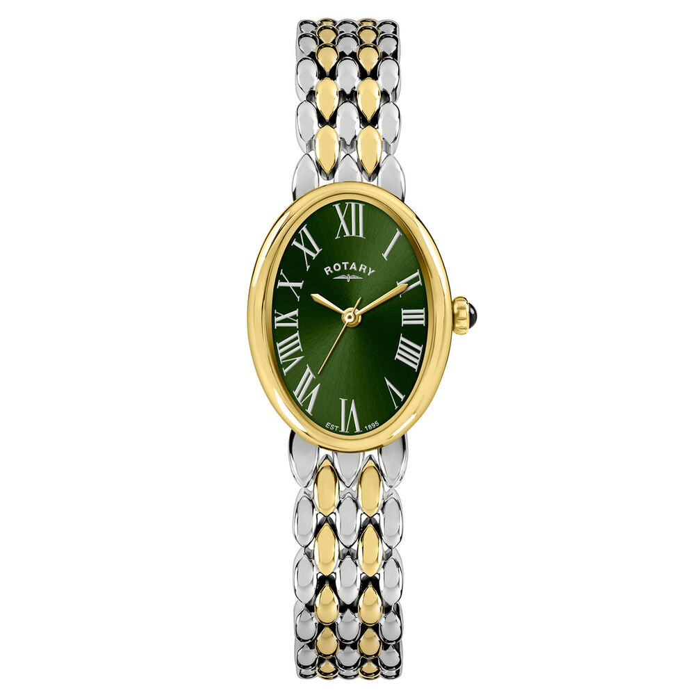 Rotary Heritage Astoria 23x30mm Green Dial Silver & Gold Plated Steel Pebble Bracelet Watch