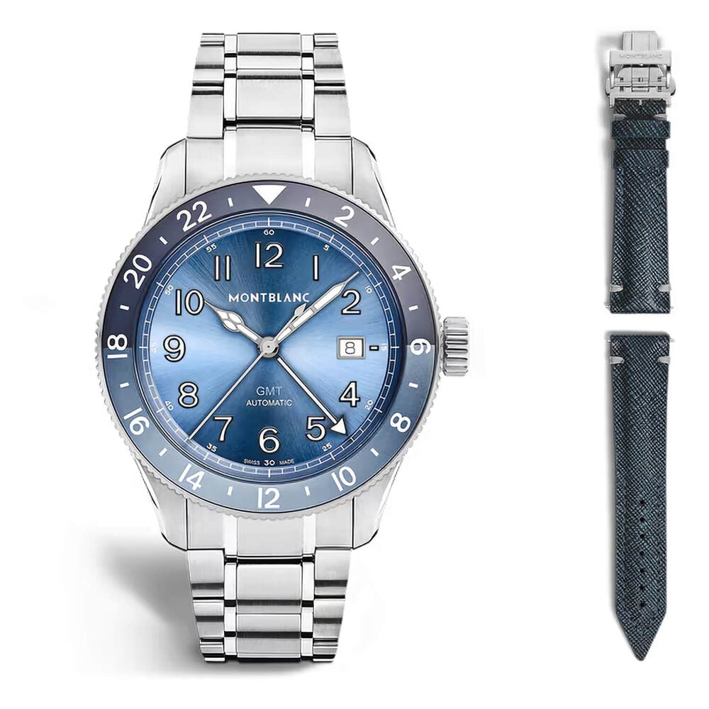 Montblanc 1858 GMT 42mm Blue Dial Stainless Steel Bracelet Watch
