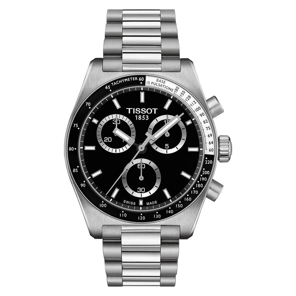 Tissot PR516 Chronograph 40mm Black Dial Steel Bracelet Watch image number 0