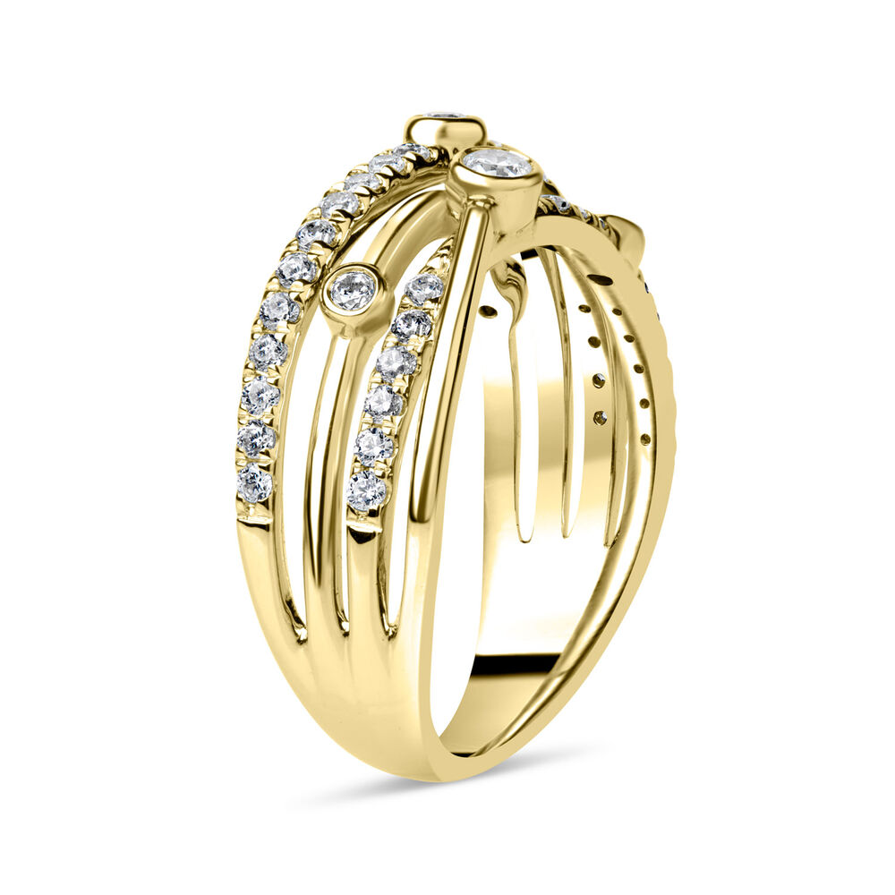 9ct Yellow Gold 0.50ct Diamond Crossover Bubble Ring image number 8