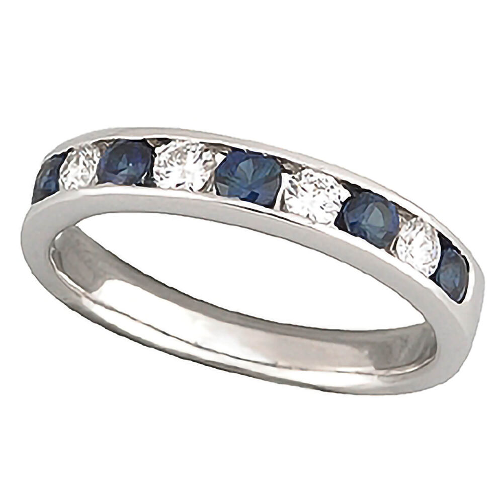 18ct White Gold 0.28ct Diamond and Sapphire Channel Set Ring image number 0