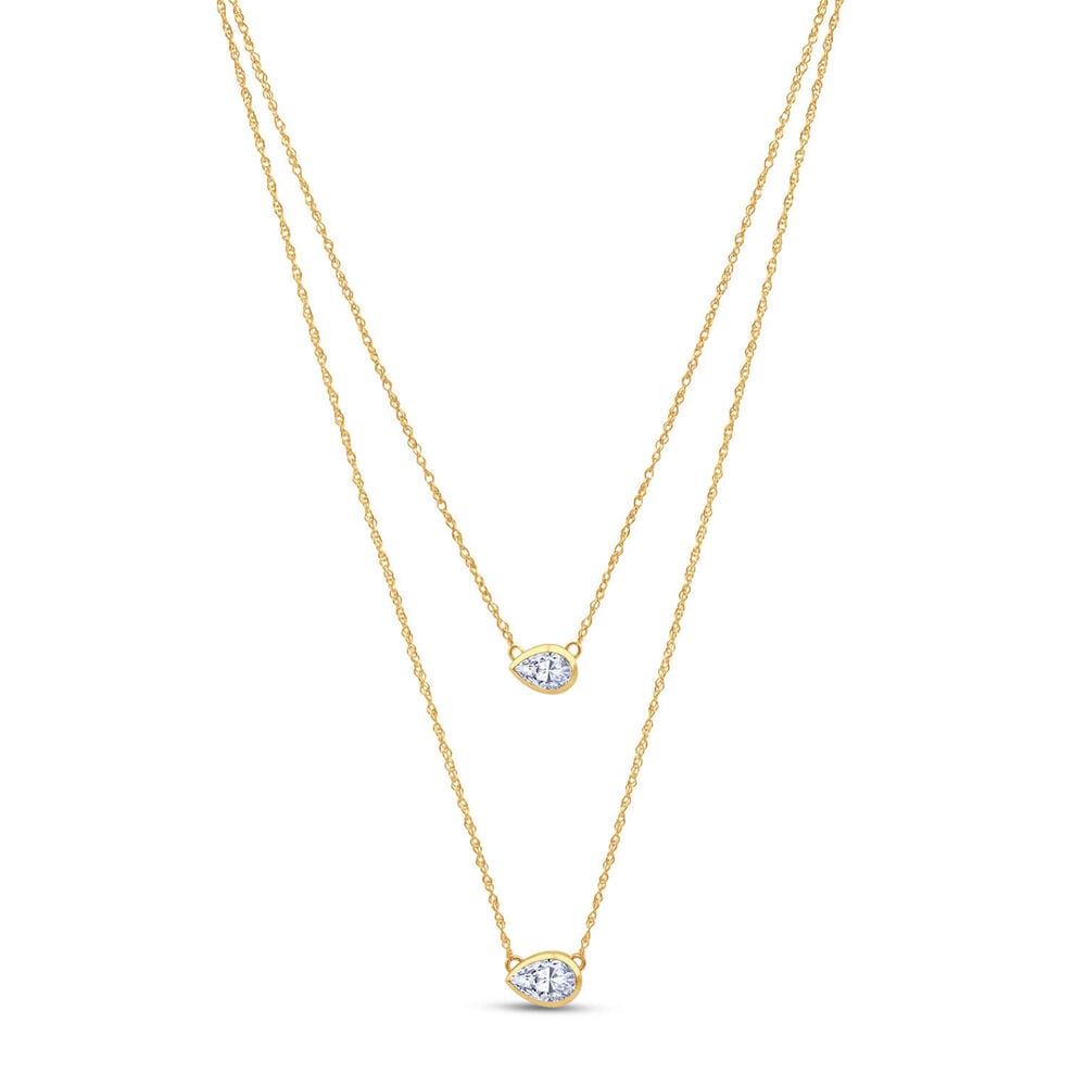 Born Contour 9ct Yellow Gold 0.40ct Pear Lab Grown Diamond Double Necklet