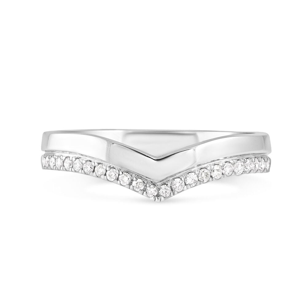 9ct White Gold 0.15ct Diamond Wishbone Wedding Ring