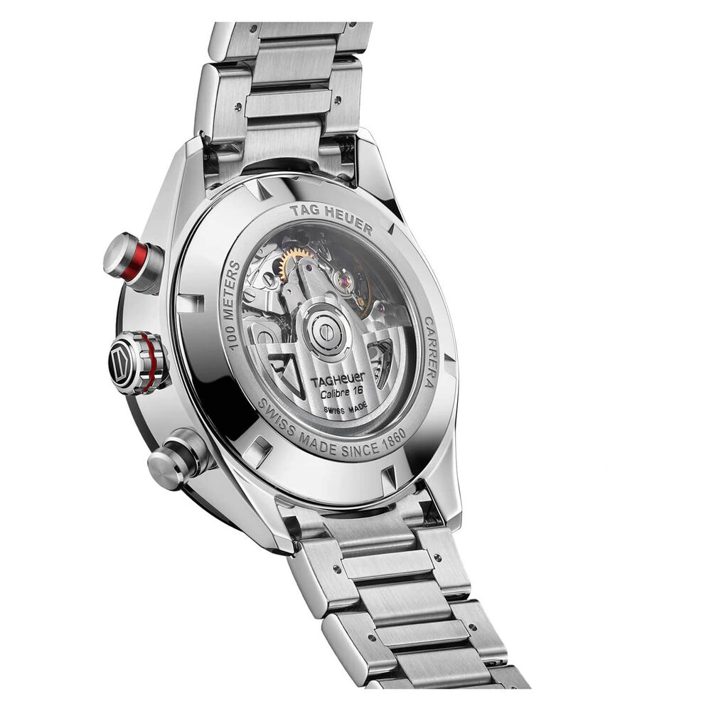 TAG Heuer Carerra 44mm Chronograph Black Dial Steel Bracelet Watch image number 2