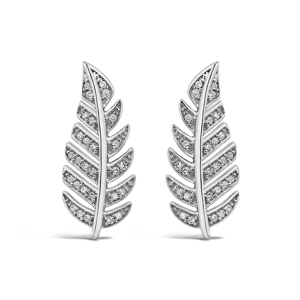 9ct White Gold 0.15 Carat Diamond Feather Studs image number 0